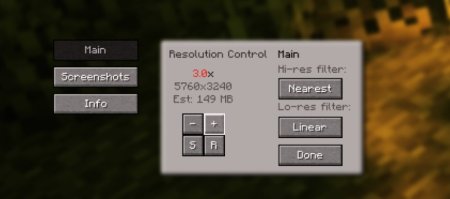 Resolution Control 3 для Майнкрафт [1.21.1, 1.20.6, 1.20.5]