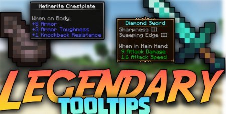 Legendary Tooltips для Майнкрафт [1.21.4, 1.21.3, 1.21.1]